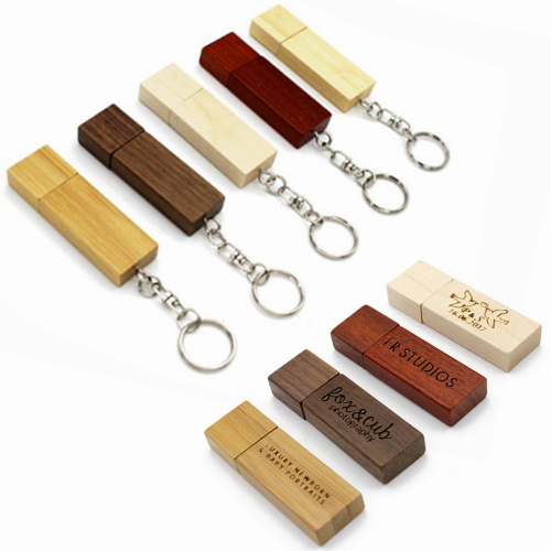 Wooden USB 2.0 3.0 Flash Drive with keyring Carved Custom Logo Photography Gift