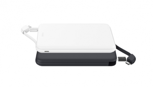 Powerbank Built-In 2-In-1 Cable Universal 5000mAh - White/black