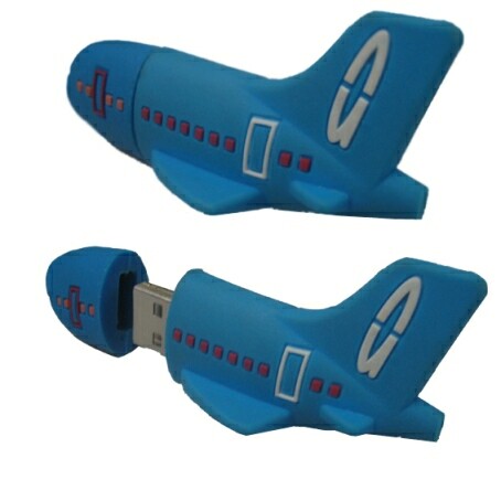 AIRPLANE SHAPE PVC/RUBBER USB STICKS FOR PROMOTION