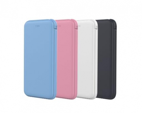 Powerbank Built-In 2-In-1 Cable Universal 10000mAh - White/black/Pink/Blue
