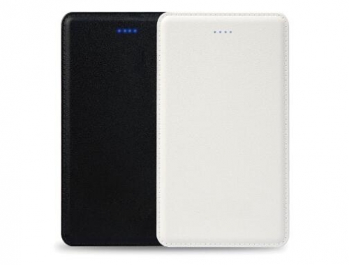 Powerbank Leather Built-ultra Built-In 2-In-1 Cable Universal 5000mAh - White/black